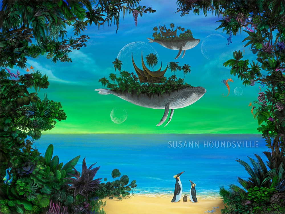 Hiker crossing a rocky stream